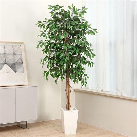 Soguyi Rboles Artificiales Ficus De Pies Con Hojas Y Tronco