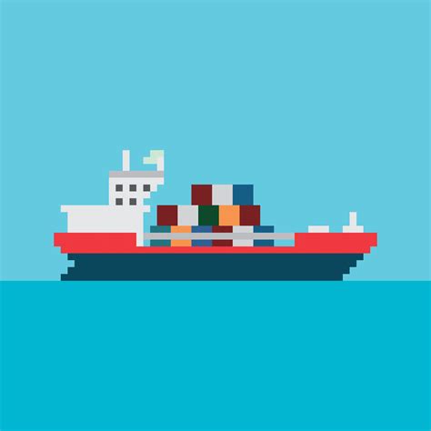 a pixel art illustration of a cargo ship 35995439 Vector Art at Vecteezy