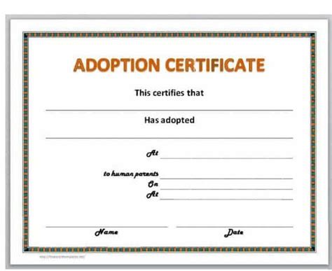 Blank Adoption Certificate Template 2 Templates Example Templates