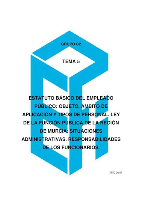 PDF TEMA 5 ESTATUTO BÁSICO DEL EMPLEADO PÚBLICO OBJETO tema