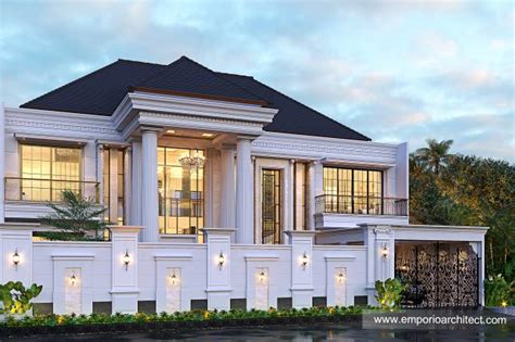 Desain Tampak Depan Dengan Pagar Rumah Modern Klasik 2 Lantai Ibu Zerli