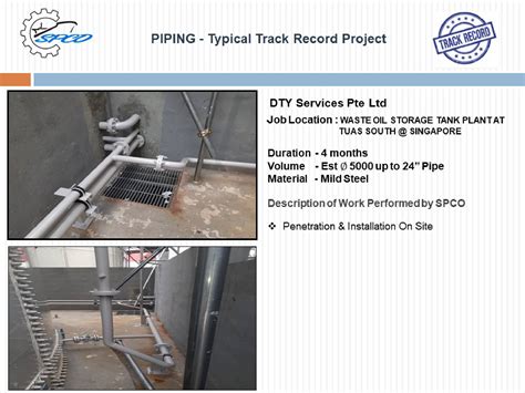 SPCO PIPING TRACK RECORD CLIENT DTY