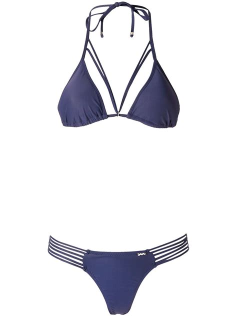 Amir Slama Triangle Bikini Set Blue FARFETCH TR