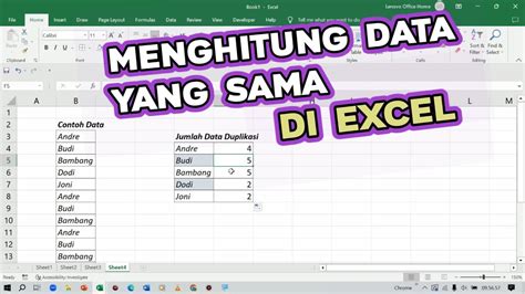 Cara Menghitung Data Yang Sama Di Excel Menghitung Data Yang Sama