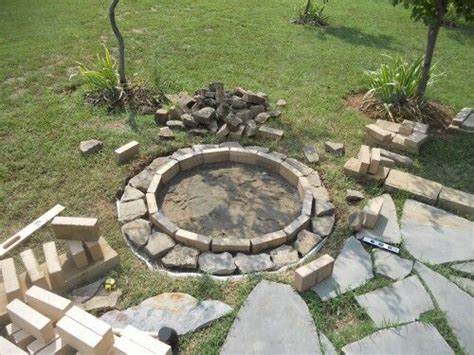 Fire Pit 5 Lay Out The Fire Brick Edging Stone Mix Your Mortar And