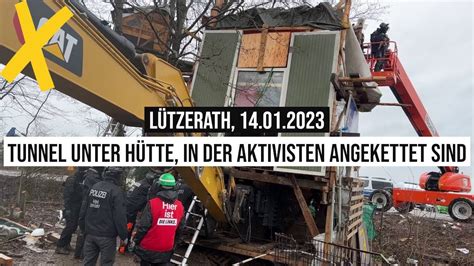 14 01 2023 Lützerath Tunnel unter Hütte in der Aktivisten angekettet