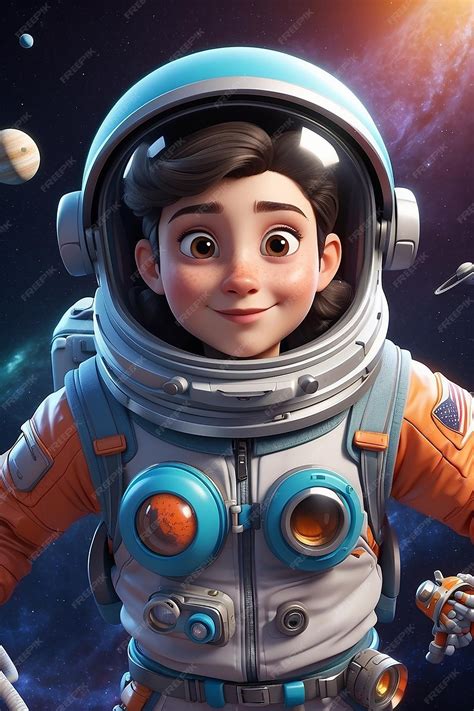 Premium Photo Space Explorer Cartoon Character 3d Animation