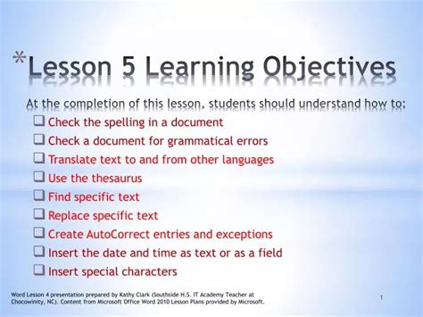 PPT - Lesson 5 Learning Objectives At the completion of this lesson ...