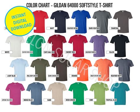 Gildan 64000 Color Chart 640 Color Chart Crew Neck Every Color Gildan