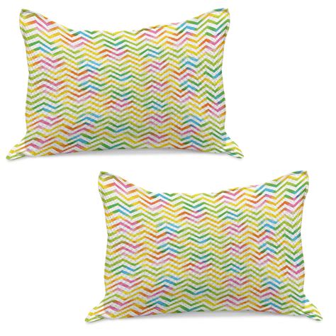 Chevron Knitted Quilt Pillowcover Set Of Colorful Geometric Chevron