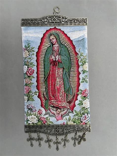 OUR LADY GUADALUPE Blessed Virgin Mary Big Tapestry Wall Hanging W