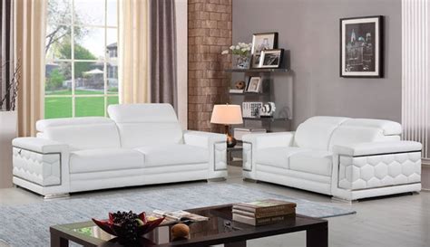 U692 Premium Modern White Leather Living Room Set – Classic 2 Modern ...