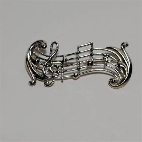 New Reduced Price Vintage Sterling Music Notes Pin Gem