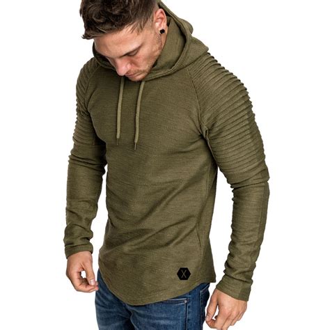 Men Hoodies Fashion Long Sleeve Plain Hooded Sweatshirt Autumn Spring