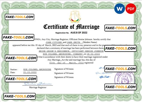 Tuvalu Marriage Certificate Word And Pdf Template Completely Editable Fake Tools