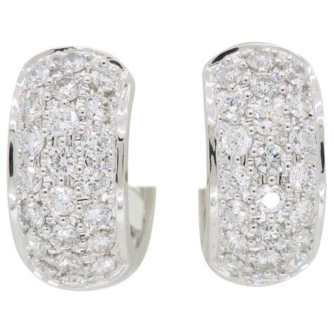 Classic Diamond Huggie Earrings In 18 Karat White Gold For Sale At 1stdibs 18k White Gold