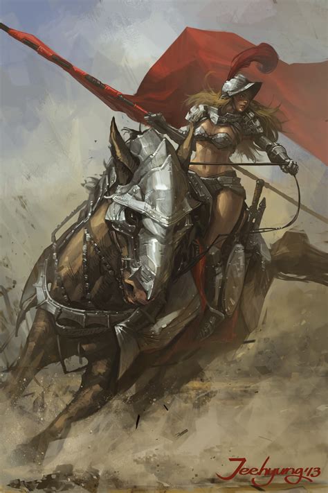 Female knight riding horse painting, fantasy art HD wallpaper ...