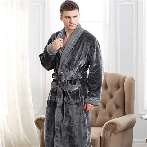 Autumn Winter Thickening Flannel Bathrobe Man Coral Fleece Robe Lengthen 5xl Plus Size Long