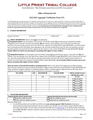 Fillable Online Office Of Financial Aid Aggregate