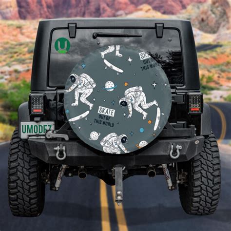 Astronaut Skateboarding Out Of This World Space Themed Spare Tire Cover