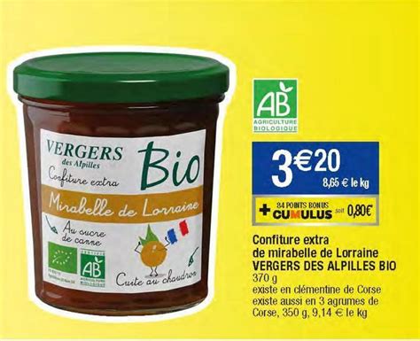 Promo Confiture Extra De Mirabelle De Lorraine Vergers Des Alpilles Bio