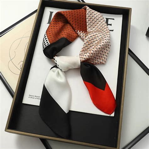 Luxury Brand Silk Square Scarf Women Neck Hair Tie Band Beach