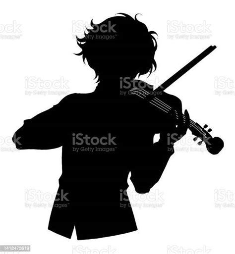 Silhouette Illustration Of A Man Playing The Violin In Anime Style