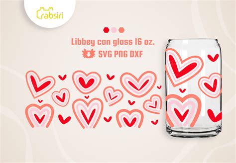 Rainbow Heart Libbey Glass 16oz Svg Crabsiri