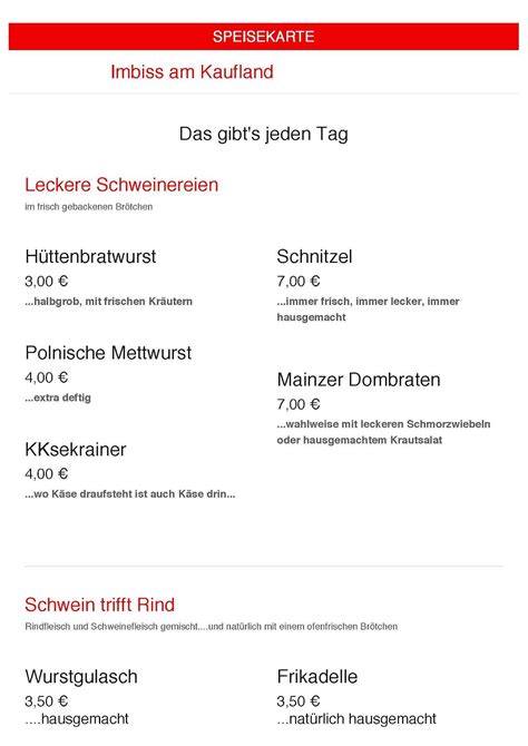 Speisekarte Von Imbiss Am Kaufland Pub Bar Mainz