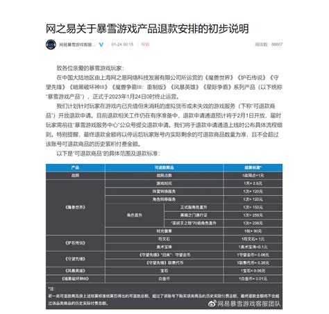 暴雪国服正式停服，网易公布退款说明