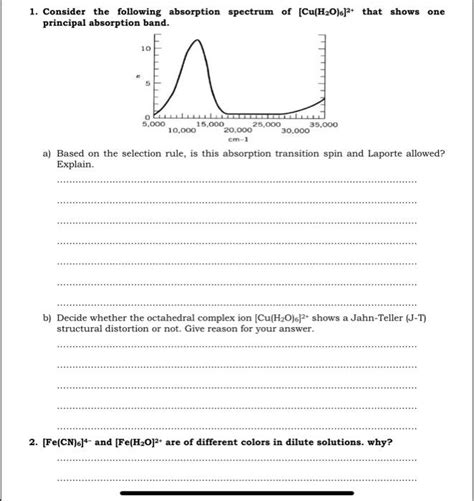 Solved 1 Consider The Following Absorption Spectrum Of