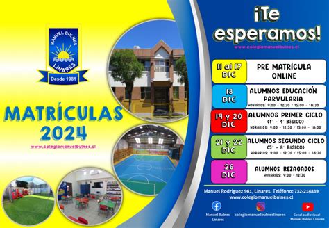 Matrículas 2024 Colegio Manuel Bulnes