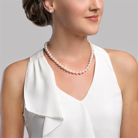 8 5 9 0mm Japanese Akoya White Pearl Necklace Aa Quality