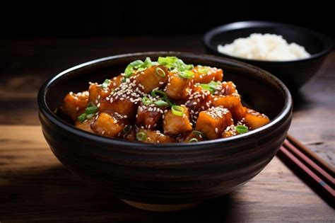 Premium Photo Soy Sesame Tofu Teriyaki Donburi Sensation