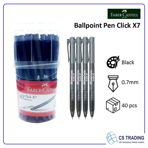 Faber Castell Ballpoint Pen Click X Mm Black Blue Container Of