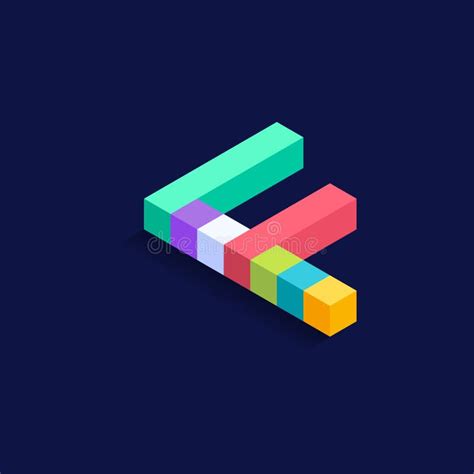 Letter F Isometric Colorful Cubes 3d Design Three Dimensional Letter