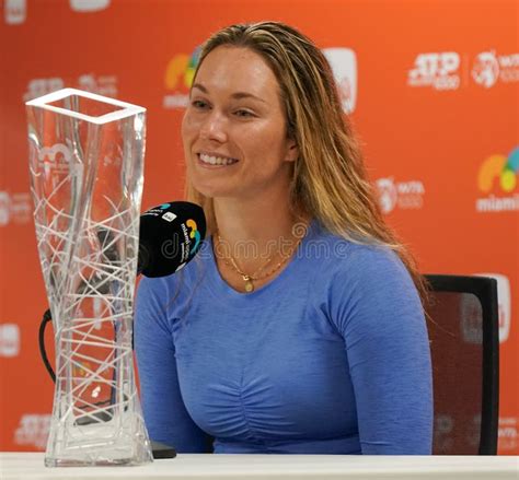 Danielle Collins Of Usa Poses With The Champions Trophy After The Women