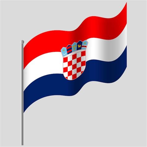 Onde La Bandera De Croacia Bandera De Croacia En El Asta De La Bandera