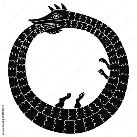 Ouroboros Mythological Snake Eating Its Own Tail Medieval Coiled