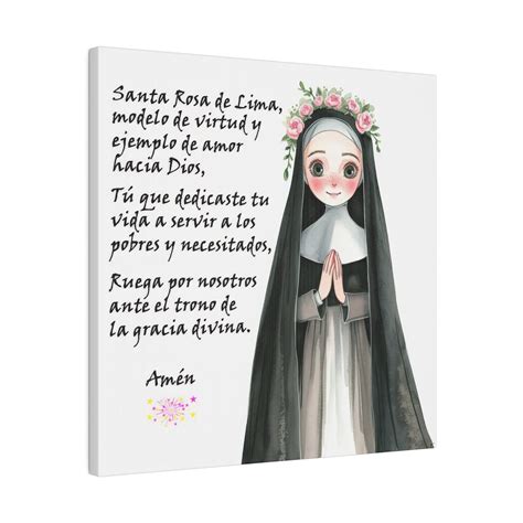 Santa Rosa De Lima Con Oración En Español - Etsy