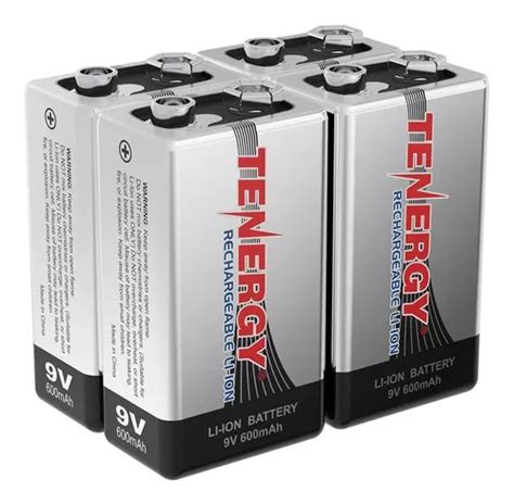 Tenergy 9 V 600 Mah Li ion Baterias Recargables 4 Piezas Envío gratis