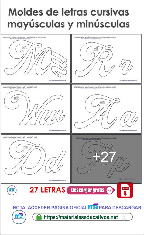 MOLDES DE LETRAS ABECEDARIO CURSIVAS MAYÚSCULAS Y MINÚSCULAS GRATIS