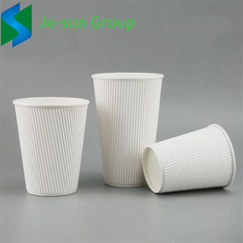 Jo Sun Customized Logo Branded Disposable White Corrugated Coffee Paper