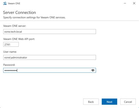 Step 11 Specify Veeam ONE Server Connection Details Veeam ONE