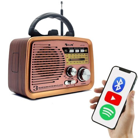 DREWNIANE RADIO PRZENOŚNE BEZPRZEWODOWE Z GŁOŚNIK BLUETOOTH MP3 RETRO