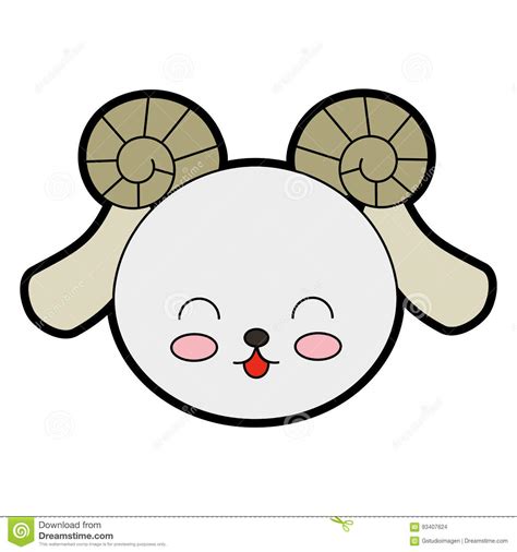 Cute Goat Face Stock Vector Illustration Of Happy Face 93407624