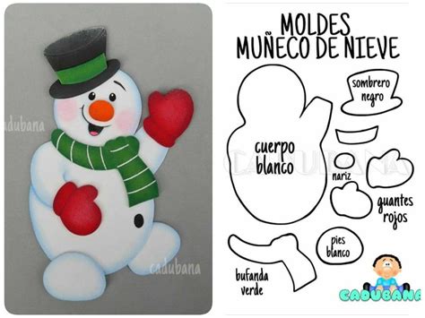 Navidad Molde Mu Eco De Nieve Navidad En Foami Moldes Manualidades