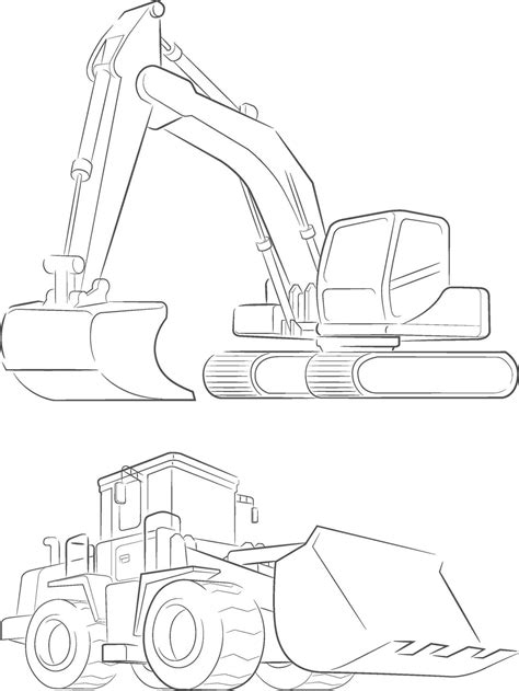 Sketch Excavator Bulldozer Construction Machine Doodle Hand Drawn