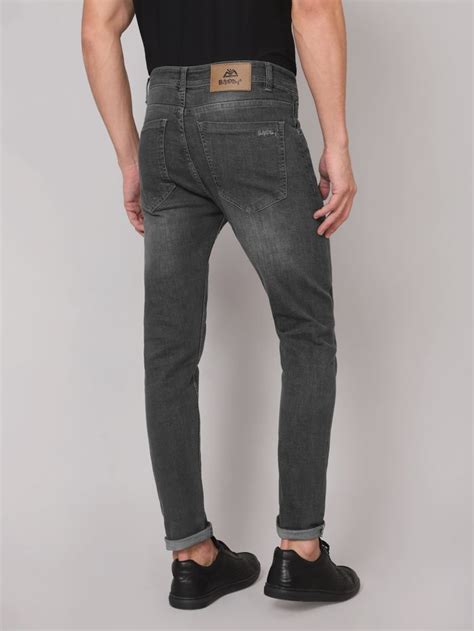 Faded Grey Raw Washed Jeans For Men Yoya