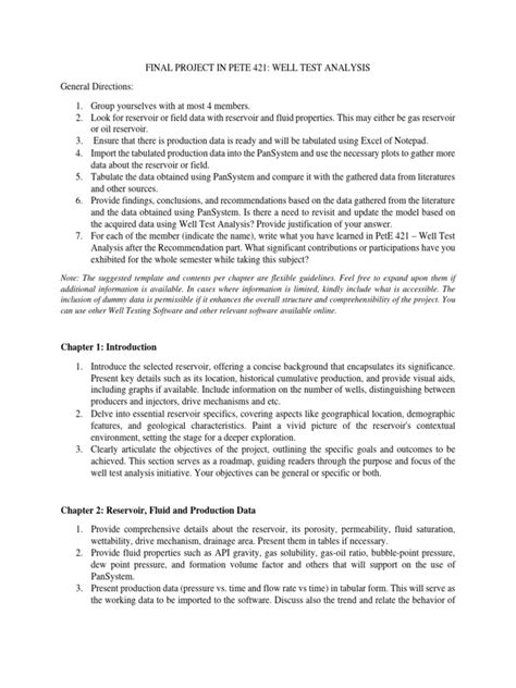 PanSystem Final Requirement General Instruction and Template | PDF | Petroleum Reservoir | Data